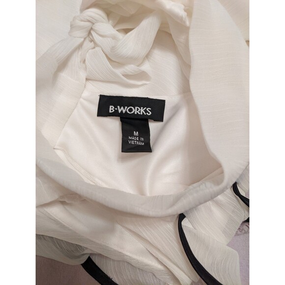 Ruffle Front Cream Halter Blouse Lined Size M - Picture 5 of 8